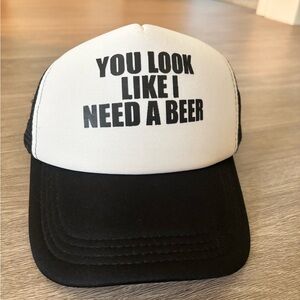 Black and White Trucker Hat with Fun Slogan